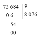 Đặt tính rồi tính. 72 684 : 9 (ảnh 1)