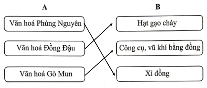 Hãy nối ô ở cột A với ô ở cột B để thấy một số dấu tích được tìm thấy trong các nền  (ảnh 2)