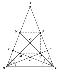 Cho tam giác ABC cân tại A , các đường cao BD và CE cắt nhau tại H. Chứng minh rằng:  a) góc ABD = góc ACE. (ảnh 1)