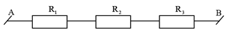 Tính cường độ dòng điện chạy qua đoạn mạch sau. Biết R1 = 4Ω, R2 = 6Ω, R3 = 8Ω, UAB = 36V (ảnh 1)