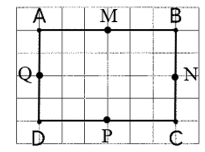 Cho hình chữ nhật ABCD. Xác định trung điểm: M của cạnh AB, N của cạnh BC (ảnh 2)