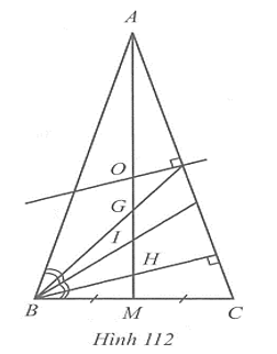 Cho tam giác ABC có G là trọng tâm, H là trực tâm, I là giao điểm của ba đường phân giác, O là giao điểm của ba đường (ảnh 1)