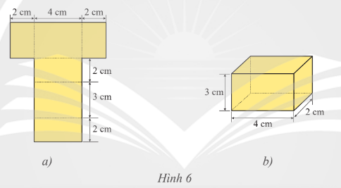 Hãy vẽ và cấp tấm bìa như Hình 6a trở thành một hình vỏ hộp chữ nhật như Hình 6b (ảnh 1)