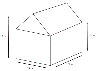 Một mái nhà sở hữu độ cao thấp như Hình 4. a) Tính thể tích của (ảnh 1)