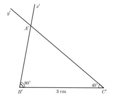 Vẽ đoạn thẳng BC = 3 cm. Vẽ hai tia Bx và Cy sao cho (ảnh 1)