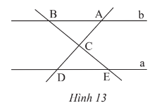 Tìm các cặp góc bằng nhau của hai tam giác ABC và DEC trong Hình 13 (ảnh 1)