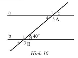Cho Hình 16, biết a // b. a) Chỉ ra góc ở vị trí so le trong, đồng vị (ảnh 1)