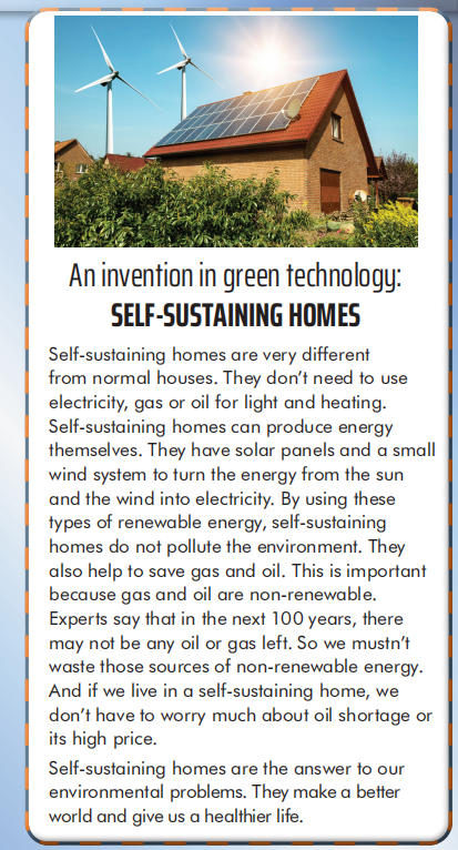 Read and listen to the description of self-sustaining homes. How are they different (ảnh 1)