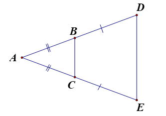 Hình dưới đây có các tam giác cân là   A. tam giác ABE; B. tam giác CAB;  (ảnh 1)