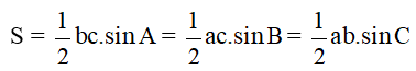 Cho tam giác ABC có BC = a, CA = b, AB = c, S là diện tích của tam giác ABC. Mệnh đề nào sau đây là sai? (ảnh 1)