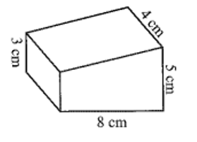 Một cái nêm hình lăng trụ đứng tứ giác có đáy là hình thang với kích thước như hình  (ảnh 1)