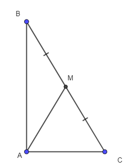 Vẽ hình, nêu giả thiết và kết luận của định lí: “Tam giác vuông có dộ dài đường trung (ảnh 1)