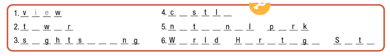 Complete the words with the vowels (a, e, i, o, u) (Hoàn thành các từ với các nguyên âm (a, e, i, o, u).) (ảnh 1)