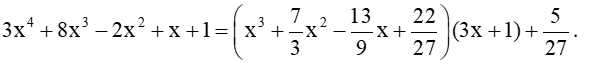 Tính: a) (6x^2 - 2x + 1) : (3x - 1); b) (27x^3 + x^2 - x + 1) : (-2x + 1); c) (8x^3 + 2x^2 + x) : (2x^3 + x + 1); d) (3x^4 + 8x^3 - 2x^2 + x + 1) : (3x + 1). (ảnh 1)