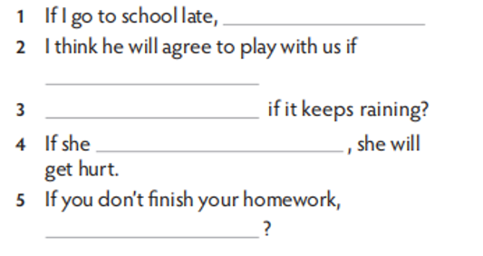 Complete these conditional sentences. Use your own ideas. (Hoàn thành những  (ảnh 1)