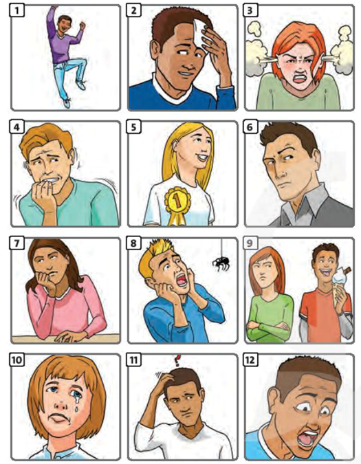 Look at the pictures and complete the puzzle with adjectives to describe feelings  (ảnh 1)