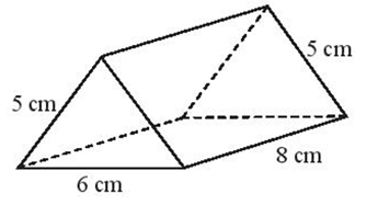 Cho lăng trụ đứng có kích thước như hình vẽ Số nào trong các số sau đây là diện tích (ảnh 2)