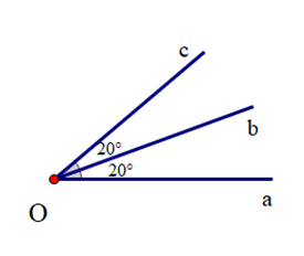 Cho tia Ob nằm giữa hai tia Oa và Oc; góc aOb= gócbOc=20 độ . Khẳng định nào sau  (ảnh 1)