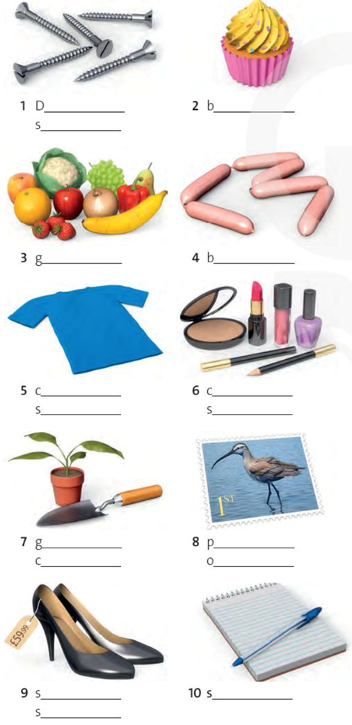 Where can you buy these things Complete the names of the shops with the correct  (ảnh 1)