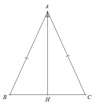Cho tam giác ABC cân tại A có AH là đường phân giác của góc BAC (H thuộc BC). Khẳng định sai là (ảnh 1)