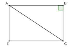 Cho hình chữ nhật ABCD có độ dài cạnh AB = 4 cm, BC = 3 cm. Độ dài vectơ AC  bằng: A. 7 cm; B. 5 cm;		 C. 6 cm;	 D. 3 cm. (ảnh 1)