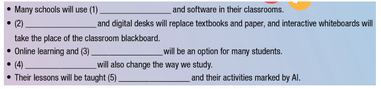 You will hear someone talking about the future of education. For each question (ảnh 1)