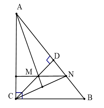 Cho tam giác ABC vuông tại C, đường cao CD. Trên cạnh CD lấy M (M khác C và D). (ảnh 1)