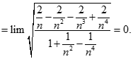 Cho dãy số un với un = (n-1) căn bậc hai 2n+ 2/n^4 + n^2 - 1 . Chọn kết quả đúng của un là: A. - vô cùng  B. 0 C. 1 D. + vô cùng  (ảnh 7)