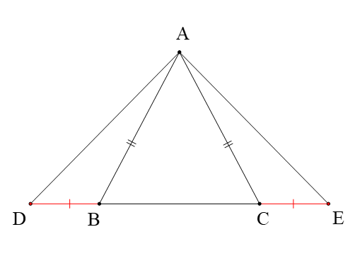 Cho hình vẽ dưới đây, biết tam giác ABC cân tại A và BD = CE. Khẳng định đúng là (ảnh 1)