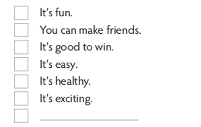 Think about why playing sport is important to you. Read the reasons below and add  (ảnh 1)