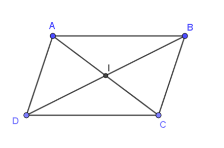 Cho hình bình hành ABCD với giao điểm hai đường chéo là I. Khi đó: A. vecto AB - vecto AI (ảnh 1)