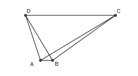 Cho hình thang ABCD với hai đáy là AB, CD có: vecto AB - vecto AD . vecto AC = 0 (ảnh 1)