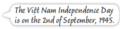 Work in pairs. Tell your partner about the dates of three important events in Việt Nam. (ảnh 1)