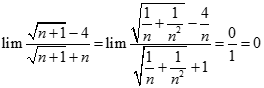 Tính giới hạn: lim căn bậc hai n+ 1 - 4/ căn bậc hai n + 1 + n A. 1 B. 0 C. -1 D. 1/2 (ảnh 2)