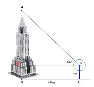 Xác định chiều cao của một tháp mà không cần lên đỉnh của tháp. Đặt kế giác thẳng đứng cách chân tháp một khoảng (ảnh 1)