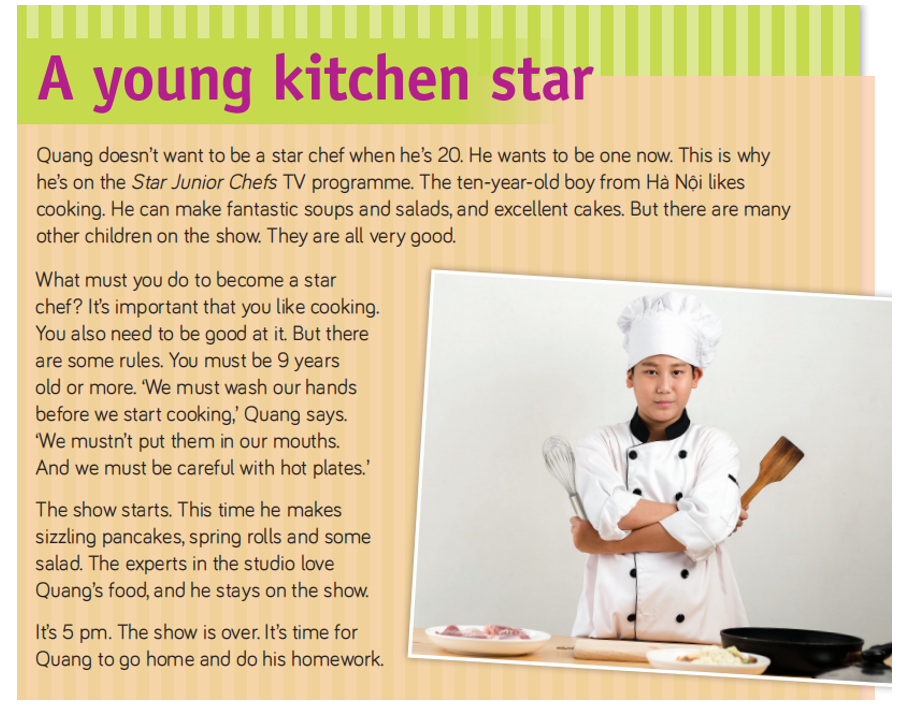Look at the photo on page 37. What is unusual about the chef? Read and check. (ảnh 1)
