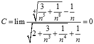 Giá trị của C = lim căn bậc bốn 3n^3 + 1 - n/ căn bậc hai 2n^4 + 3n + 1 + n bằng: (ảnh 3)