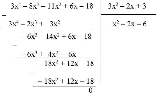 Cho (3x^2 – 2x + 3) . G(x) + 2x + 13 = 3x^4 – 8x^3 – 11x^2 + 8x – 5. Đa thức G(x) là (ảnh 1)
