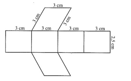 Tìm chiều cao và độ dài cạnh đáy của hình lăng trụ đứng tứ giác được tạo lập bởi tấm bìa dưới đây. (ảnh 1)