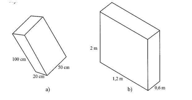 Tính thể tích và diện tích xung quanh của hai hình hộp chữ nhật với kích thước đã cho ở dưới hình đây. (ảnh 1)