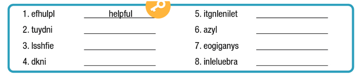 Unscramble the words. (Sắp xếp lại các từ.) (ảnh 1)