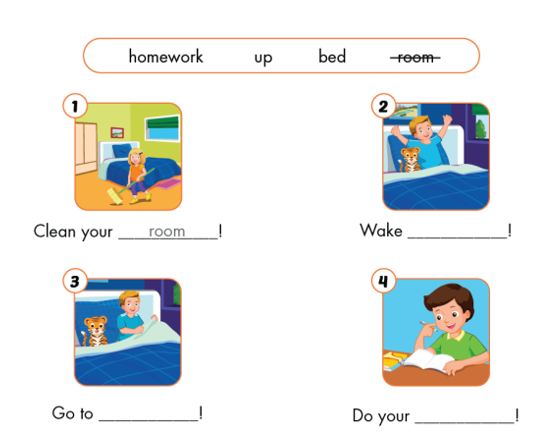 Read the sentences. Choose a word from the box. Fill in the blanks. (Đọc các câu. Chọn  (ảnh 1)