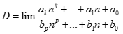 Giá trị của D = lim akn^k + .... + a1n + a0/ bpn^p +....+ b1n + b0  (Trong đó k, p là các số nguyên dương; akbp khác 0 ). (ảnh 1)
