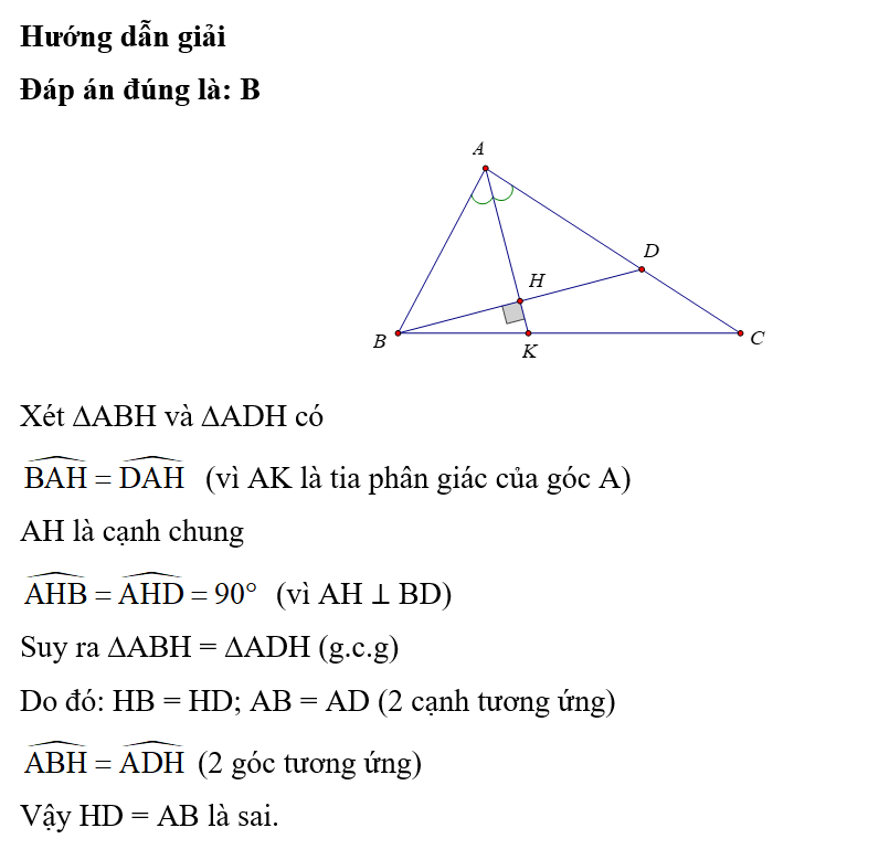 Cho tam giác ABC có AB < AC. Tia phân giác của góc A cắt BC ở K. Từ B kẻ đường (ảnh 1)