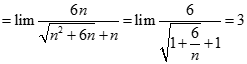Giá trị của A = lim (căn bậc hai n^2 + 6n - n) bằng: A. dương vô cùng B. âm vô cùng C. 3 D. 1 (ảnh 3)