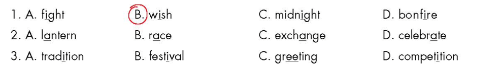 Circle the word that has the underlined part pronounced differently from the others. (ảnh 1)