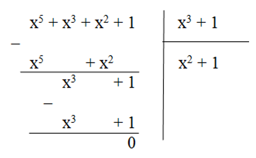 Biết (x^5 + x^3 + x^2 + 1) : (x^3 + 1) = 10. Giá trị của x là A. Không xác định được x (ảnh 1)