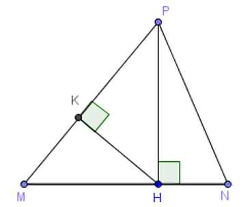 Cho tam giác MNP nhọn. H là hình chiếu của P trên MN. K là hình chiếu của H trên MP.  (ảnh 1)