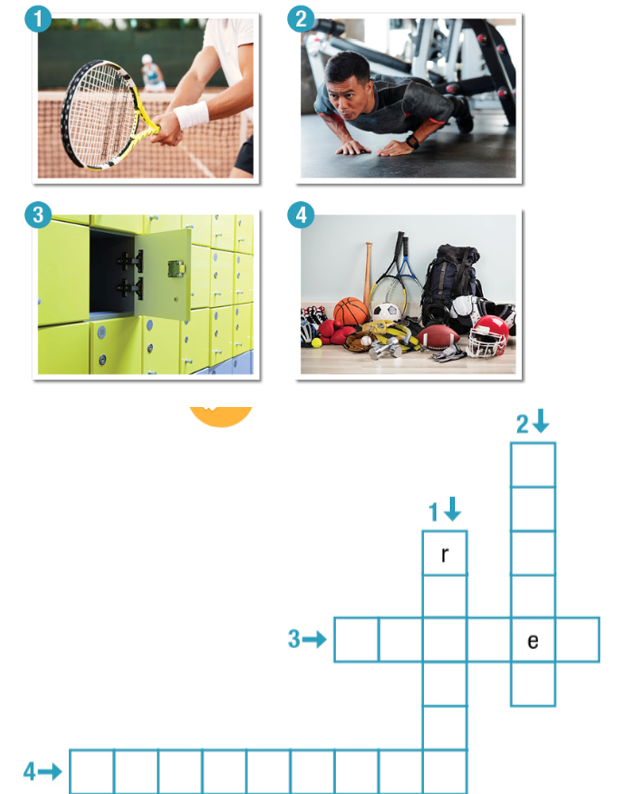 Look at the pictures and do the crossword puzzle. (Nhìn các hình và làm trò chơi ô chữ.) (ảnh 1)