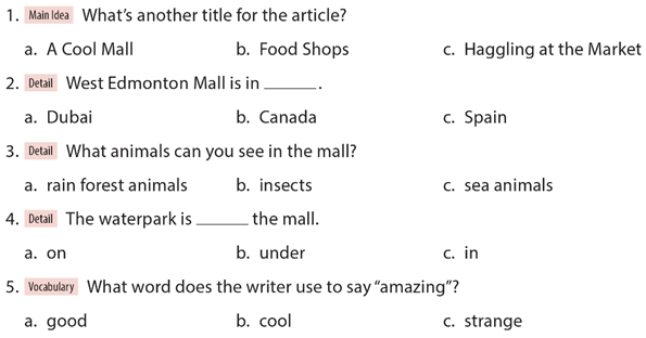 Answer the questions about Shop and Swim! Circle the correct answers Trả lời các  (ảnh 1)